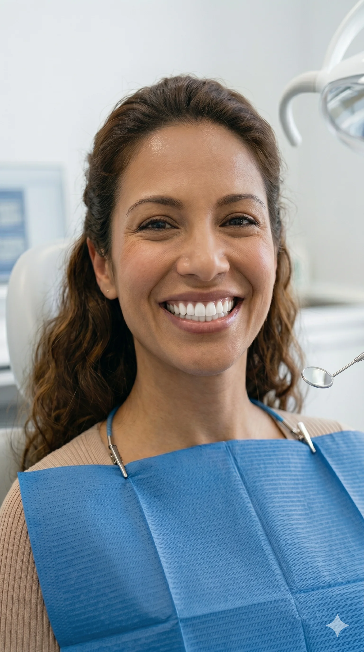 Mujer después del blanqueamiento dental — sonrisa luminosa y blanca